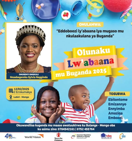 A banner showing the Nnaabagereka with a parent and child, highlighting the theme: A banner showing the Nnaabagereka with a parent and child, highlighting the theme: